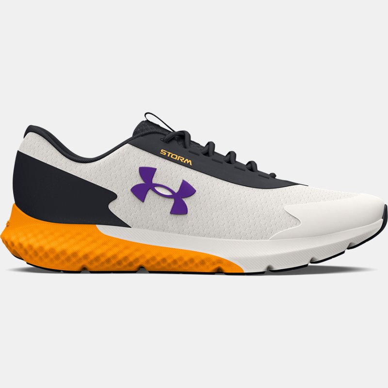 Men's  Under Armour  Charged Rogue 3 Storm Running Shoes White Clay / Black / Metro Purple 6.5